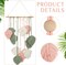 Large Pink Macrame Wall Hanging – Boho Leaf & Feather Woven Tapestry, Bohemian Wall Art for Bedroom, Living Room, or Nursery, 16.5 x 35.4 Inches